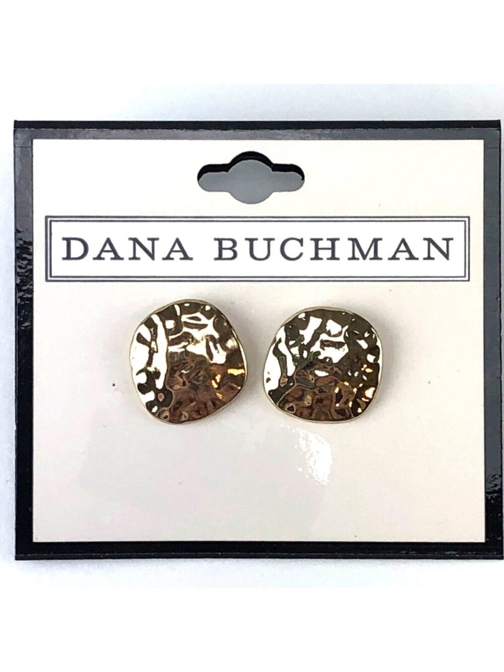 Dana Buchman Earrings Gold-tone Hammered Square Studs